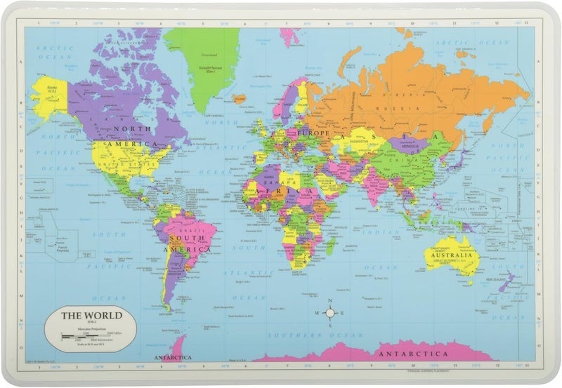 Painless Learning World Map Placemat - Educational and Laminated for Kids - Image 1